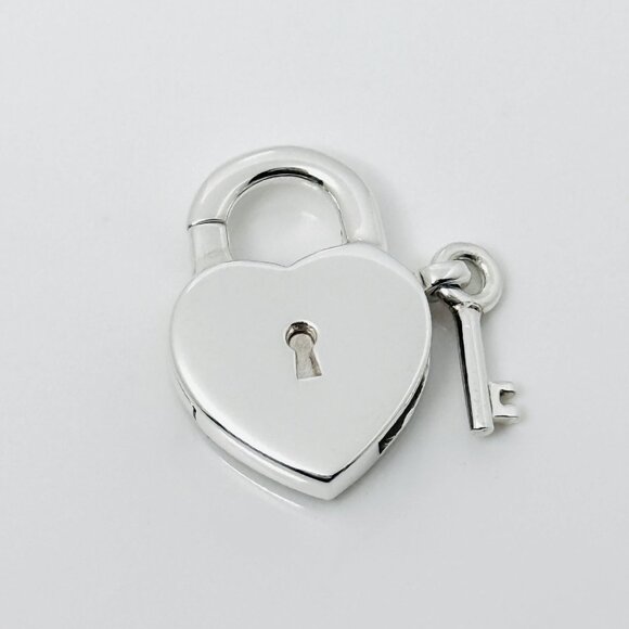 Tiffany & Co. Jewelry - Tiffany & Co Clip Heart Key Keyhole Padlock Charm or Pendant in Sterling Silver